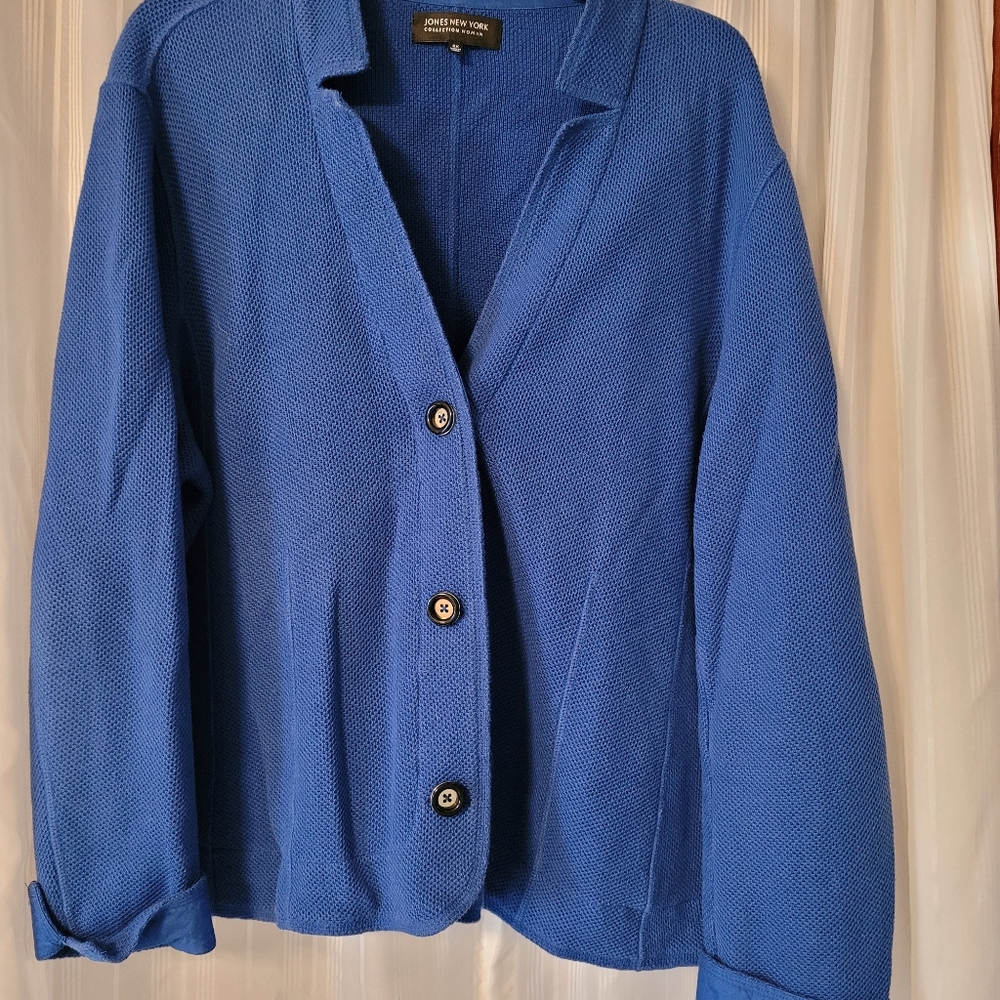 Jones New York Blue Textured Blazer